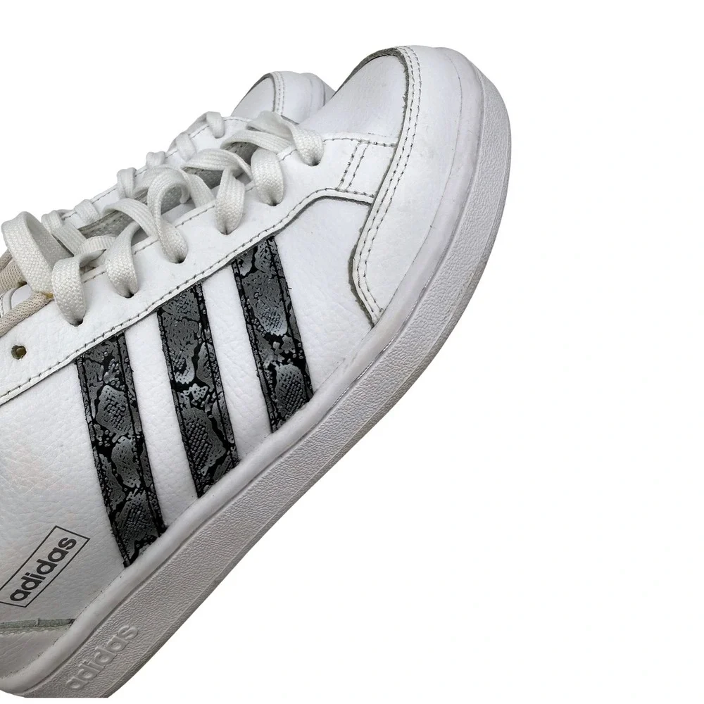 Adidas Grand Court Sneakers Womens 8.5 White Good Snakeskin Stripes GX8133